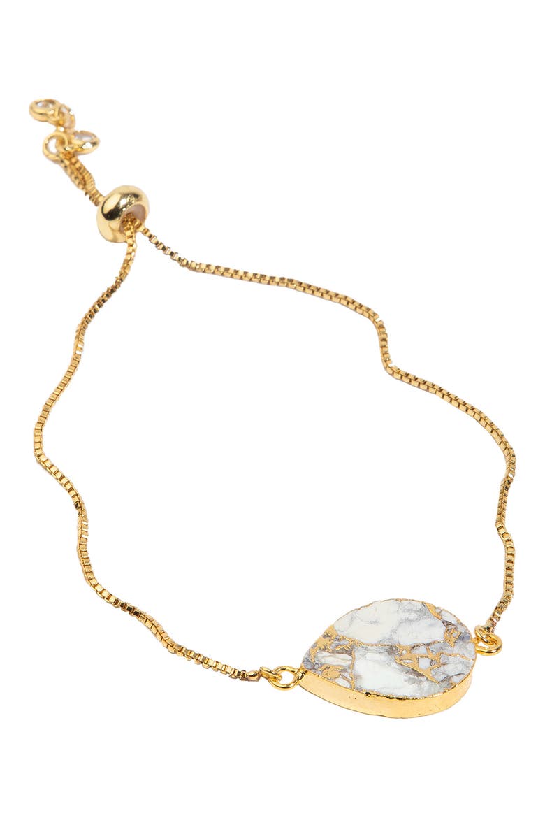 18K Gold Plated Mojave Turquoise Teardrop Slider Bracelet, Main, color, WHITE