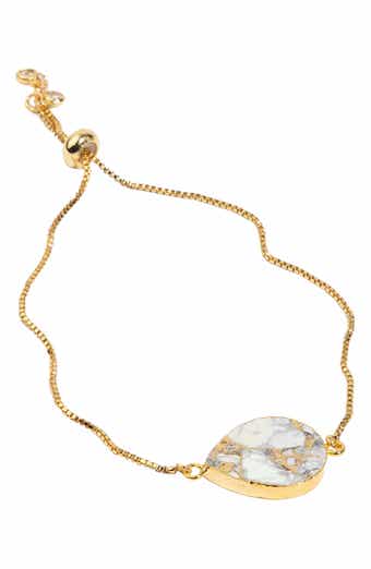 SAACHI 18K Gold Plated Mojave Turquoise Teardrop Slider Bracelet