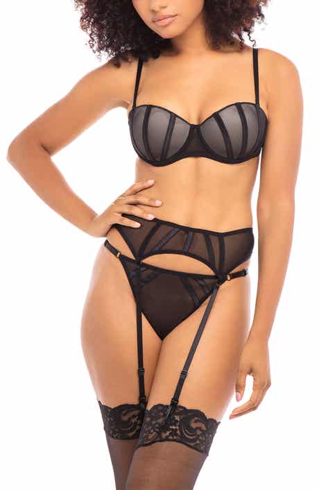 Oh La La Cheri Tamzin Underwire Bra, G-String & Garter Belt Set