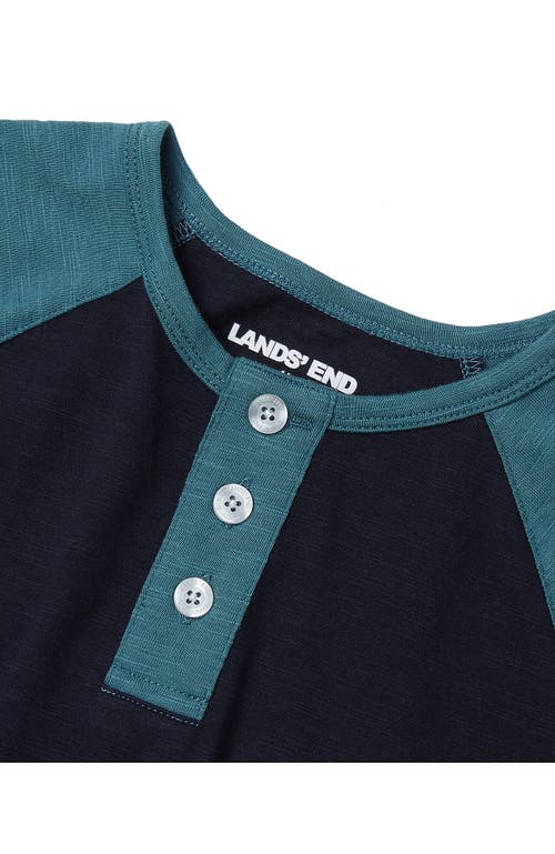 Lands' End Boys Short Sleeve Henley T-shirt In Blue