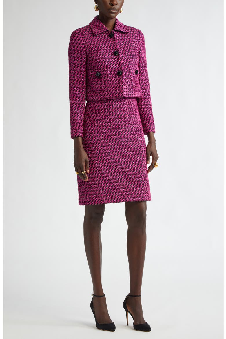 Honeycomb Tweed Sleeveless Sheath Dress, Alternate, color, BLACK/ WILD ORCHID MULTI