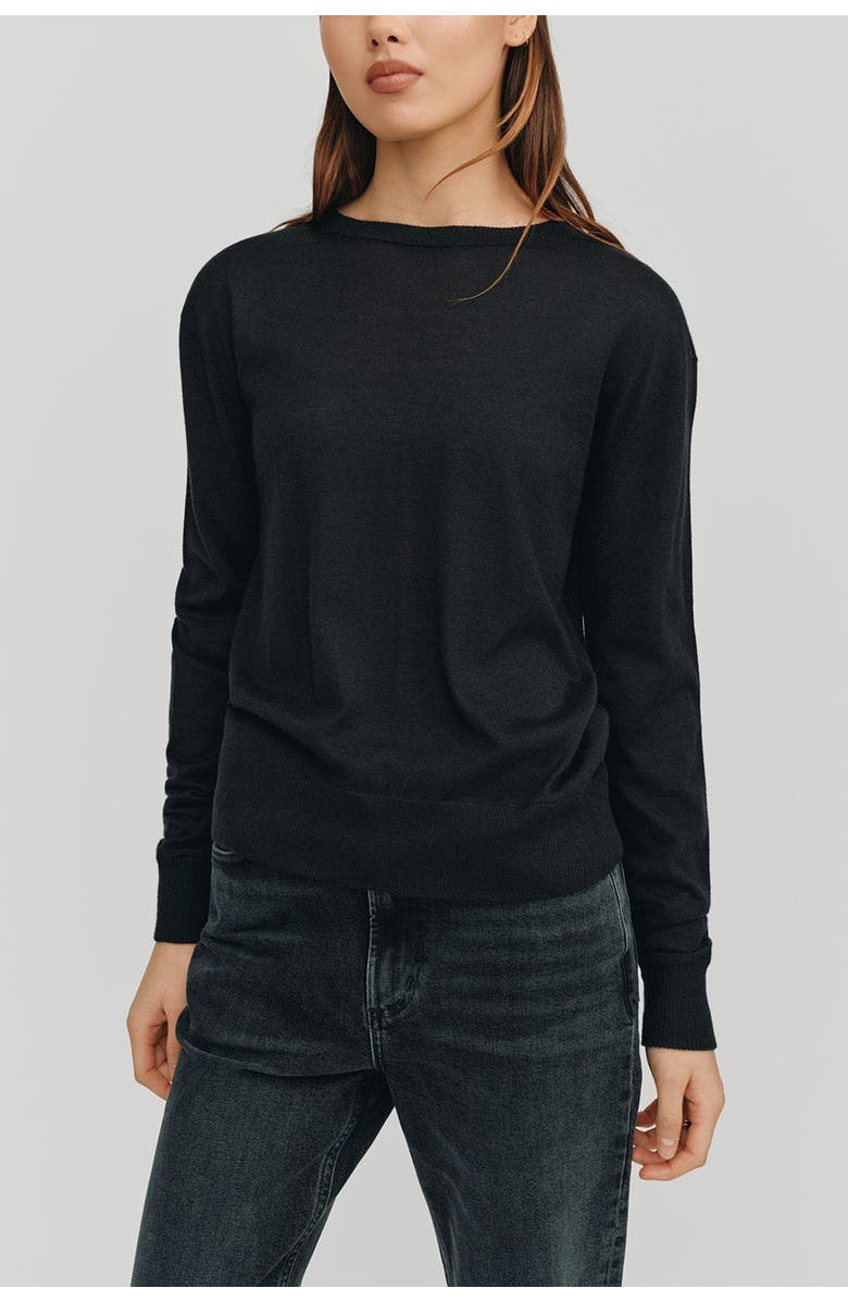 Kathryn McCarron Marguerite Paper Thin Cashmere Sweater, Main, color, Black
