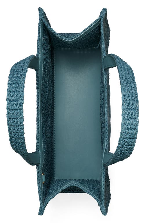 Tory Burch Ella Small Crochet Straw Tote Bag In Deep Slate
