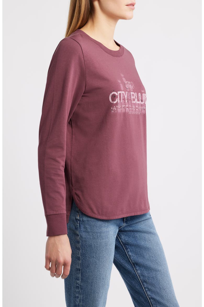 Graphic Print Cotton Blend Top, Alternate, color, PLUM