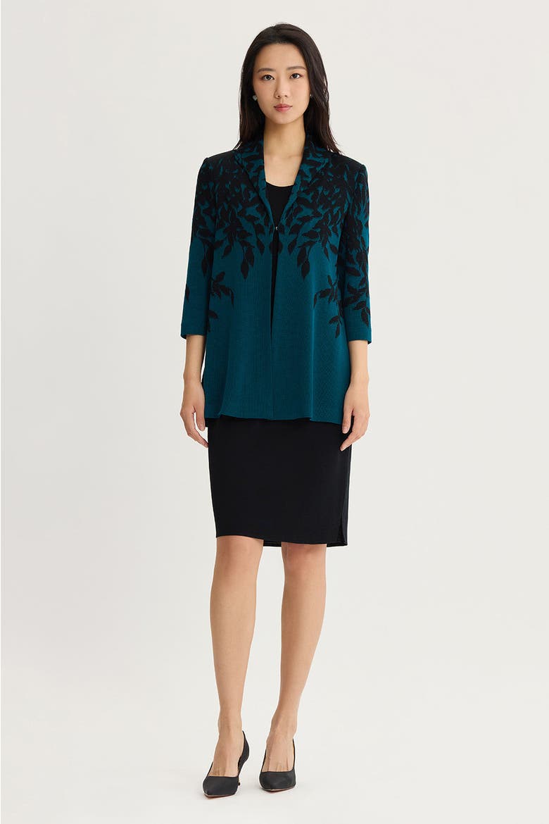 Floral Cascade Flat Knit Jacket, Alternate, color, Deep Teal