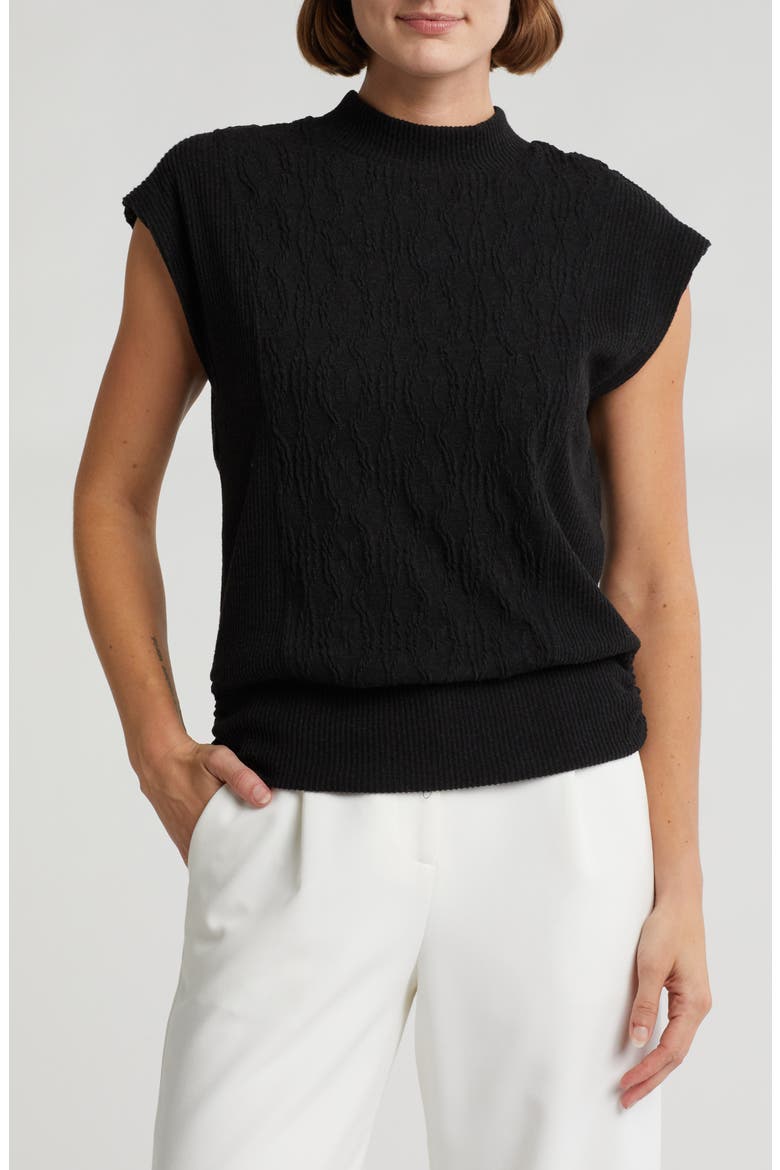 Cable Stitch Sleeveless Sweater, Main, color, HEATHER BLACK
