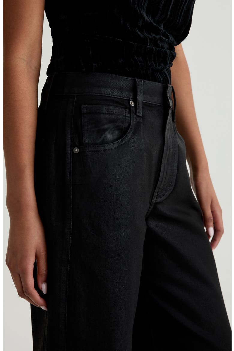 Hattie Coated High Waist Ankle Barrel Jeans, Alternate, color, BLACK