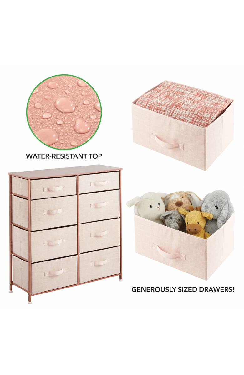 mDesign Tall Storage Dresser Furniture, 8 Slim Fabric Drawers, Alternate, color, Pink