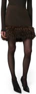 Apparis Meadow Stretch Crepe Miniskirt with Faux Fur Trim