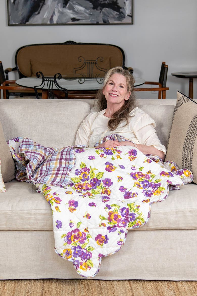Pansies Throw, Alternate, color, Ecru