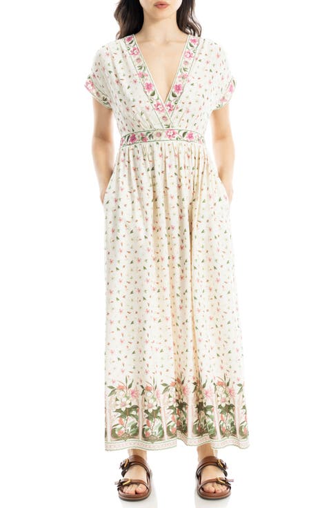 Surplice Neck Short Sleeve Maxi Dress