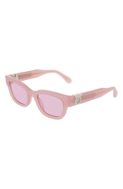 Ferragamo Gancino Rectangle Acetate Sunglasses In Opaline Rose