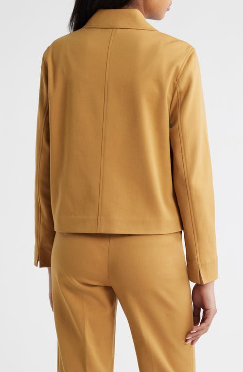 Anne Klein Double Weave Cotton Jacket In Brown