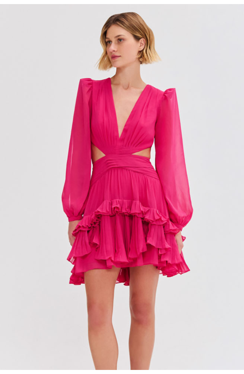 PatBO Deep-V Cutout Mini Dress, Alternate, color, Pink