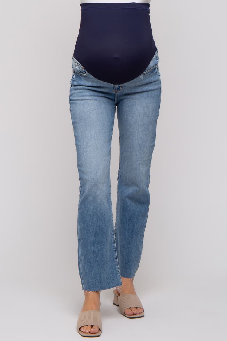 Raw Hem Straight Maternity Jeans, Alternate, color, Light Blue