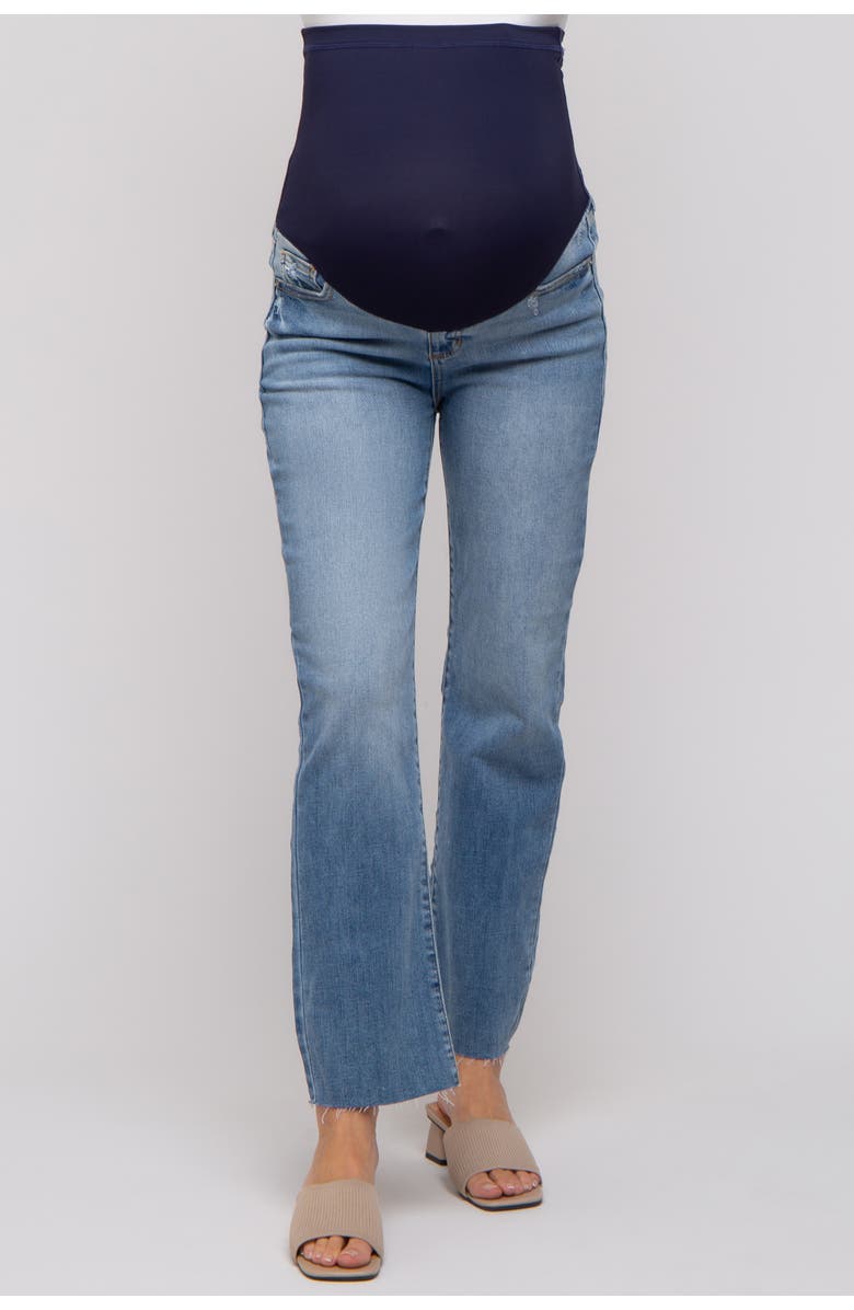 PinkBlush Raw Hem Straight Maternity Jeans, Alternate, color, Light Blue