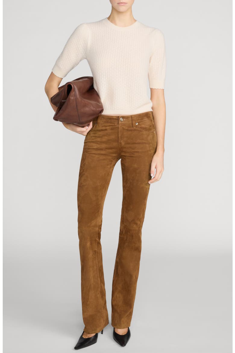 The Gathered Honeycomb Cashmere Sweater, Alternate, color, CREAM
