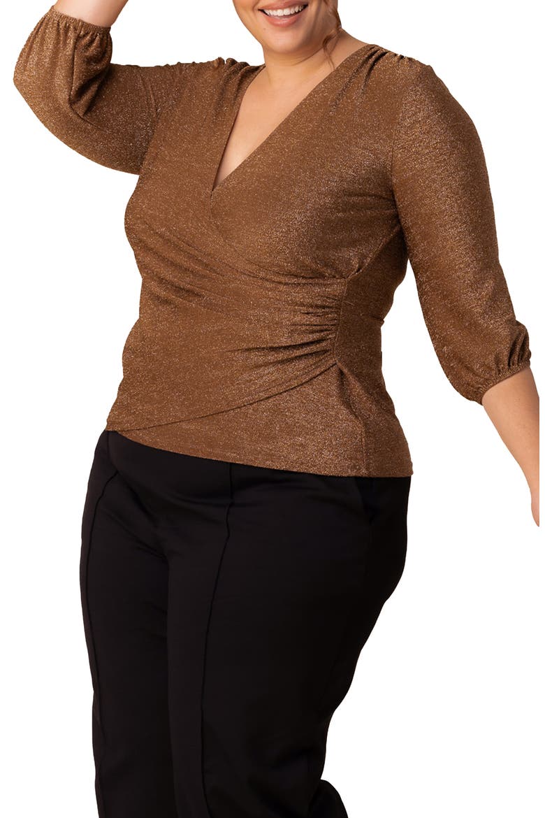 Celeste Faux Wrap Top, Alternate, color, MOCHA SPARKLE