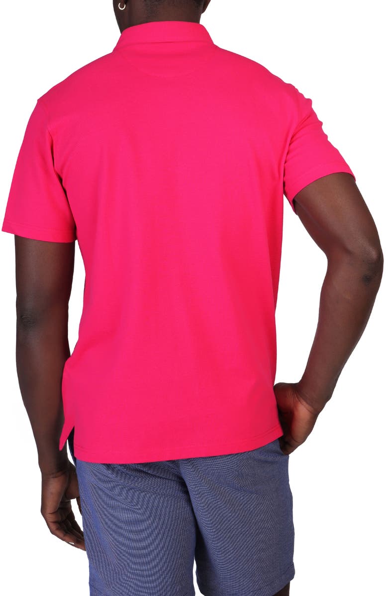 TailorByrd Gingham Trim Piqué Polo, Alternate, color, Flamingo Pink