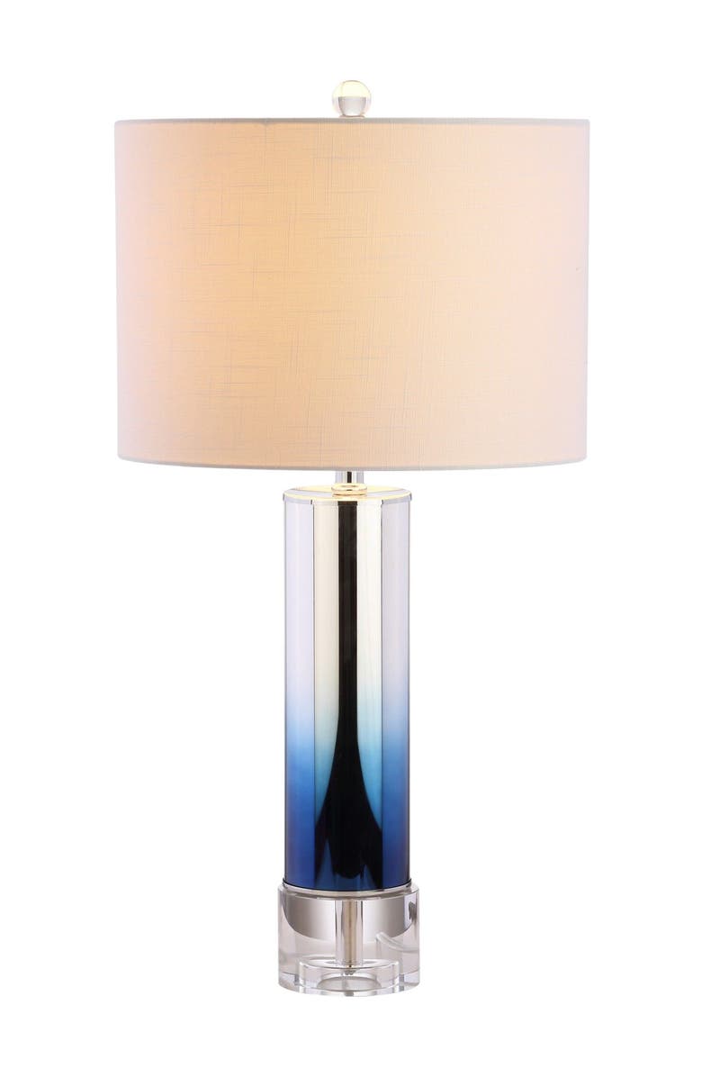 JONATHAN Y Edward 27" Glass /Crystal LED Table Lamp, Main, color, Blue