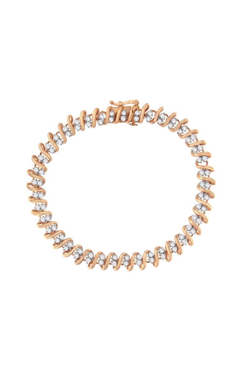 Haus of Brilliance 14KT Rose Gold Plated Silver Diamond S Link Tennis Bracelet, Main, color, Pink