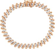 Haus of Brilliance 14KT Rose Gold Plated Silver Diamond S Link Tennis Bracelet