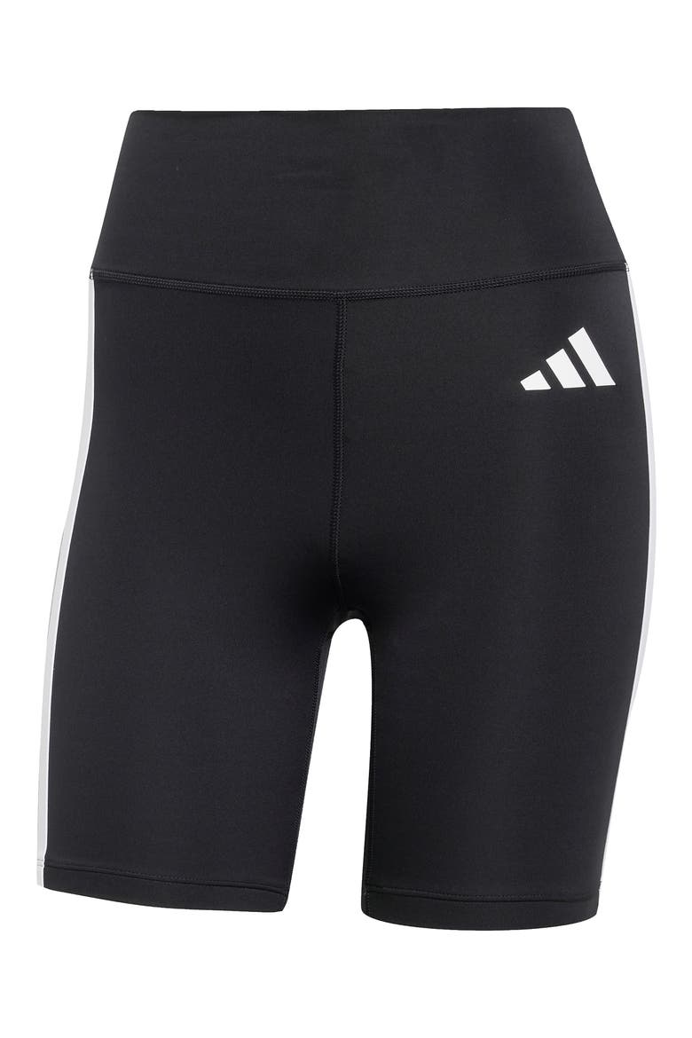 Essentials 3-Stripes Performance Bike Shorts, Alternate, color, BLACK/ WHITE
