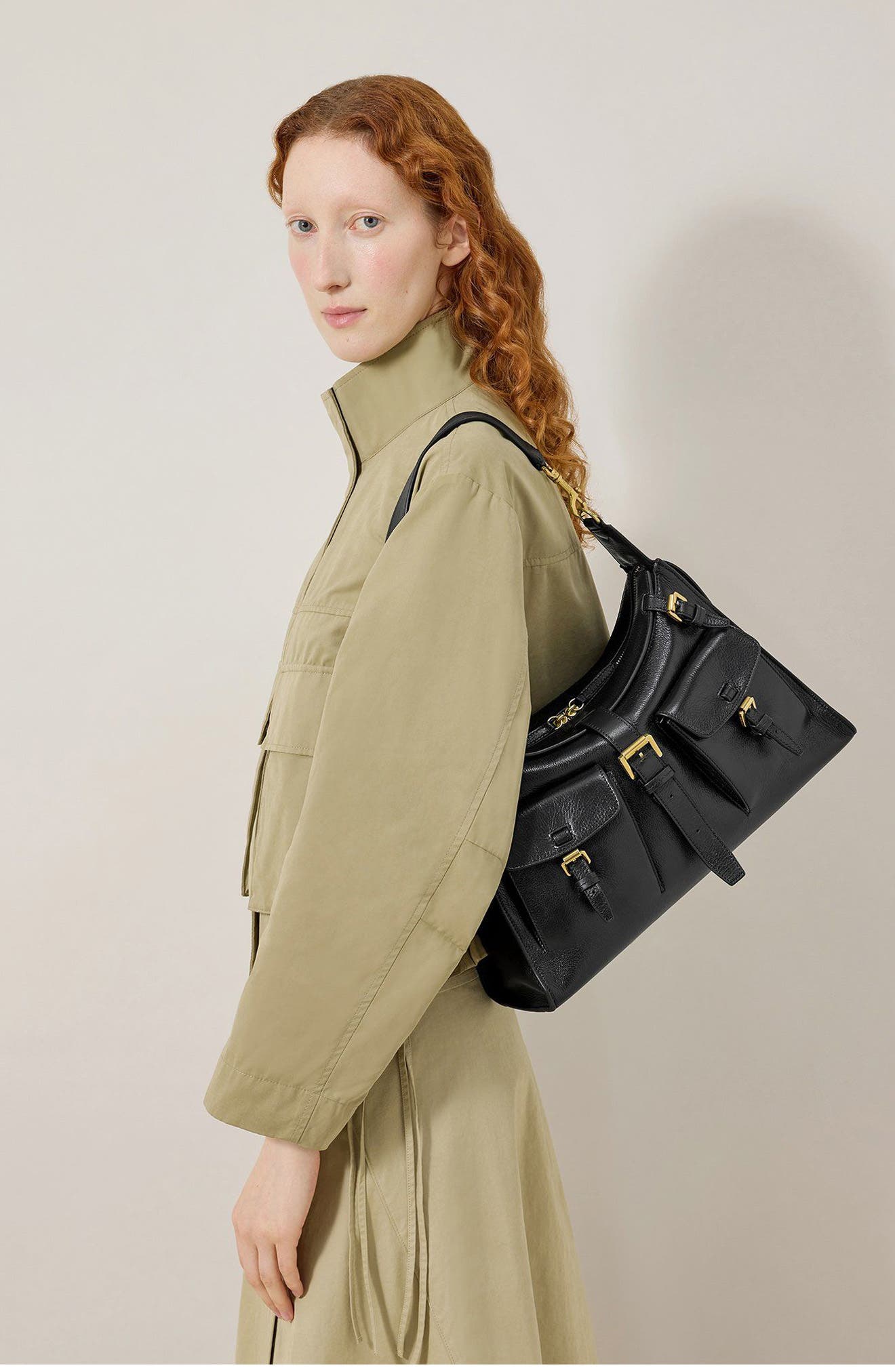 Mulberry Roxanne High Shine Leather Shoulder Bag, Alternate, color, Black