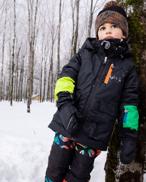 Deux Par Deux Two-piece Play Snowsuit Smiley Face In Black