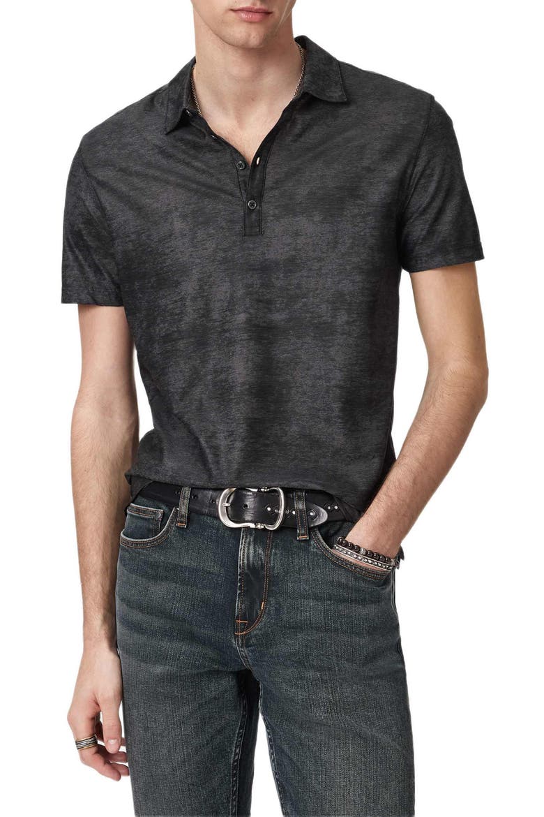 Olivari Slub Cotton Piqué Polo, Main, color, BLACK