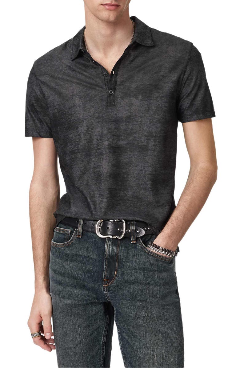 John Varvatos Olivari Slub Cotton Piqué Polo, Main, color, Black