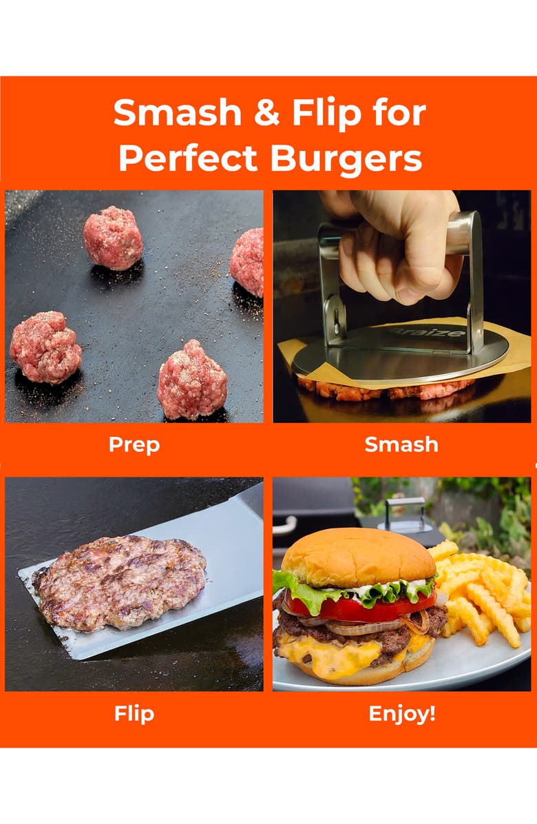 Braize Smash Burger Press Kit, Alternate, color, Stainless Steel