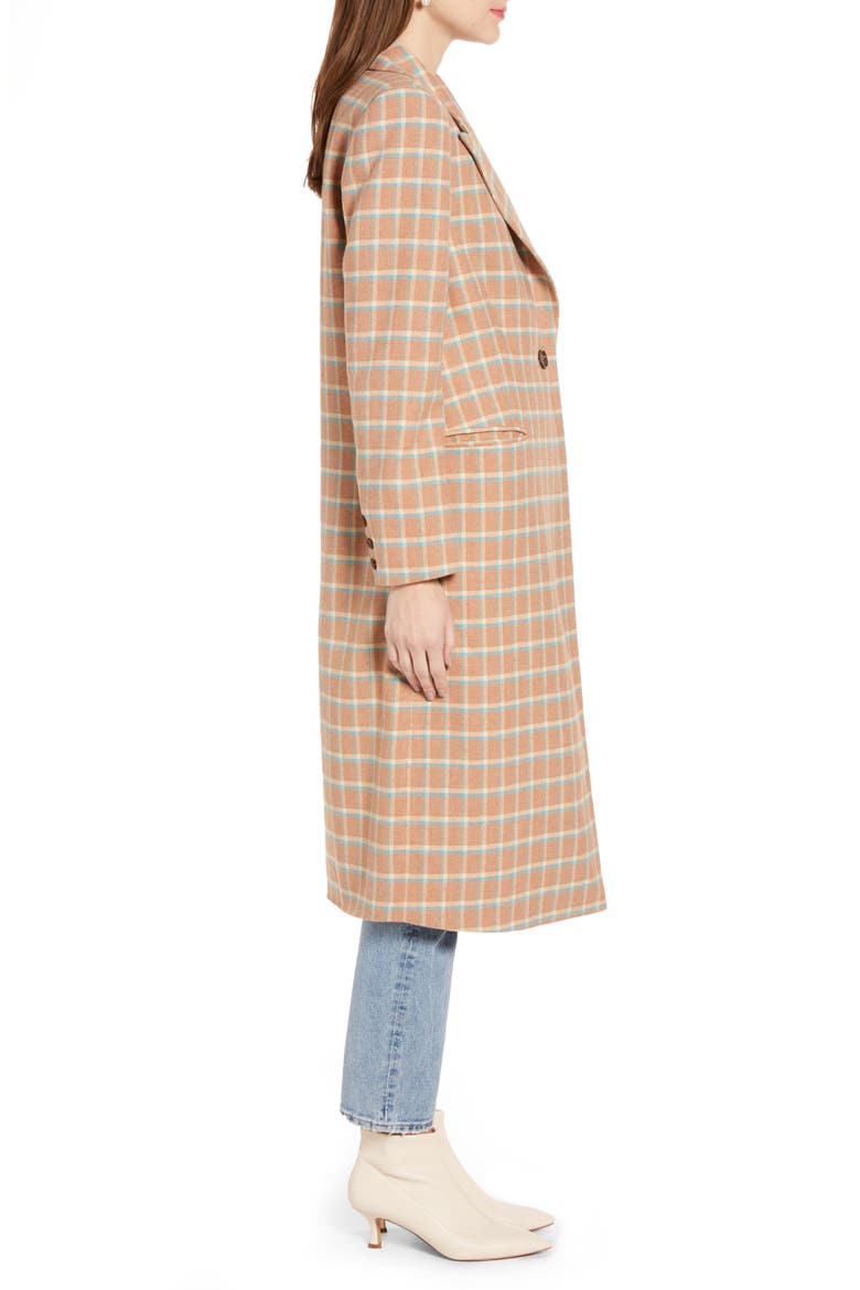 Single Breasted Plaid Wool Blend Topper (Nordstrom Exclusive), Alternate, color, TAN MACAROON VINTAGE PLAID