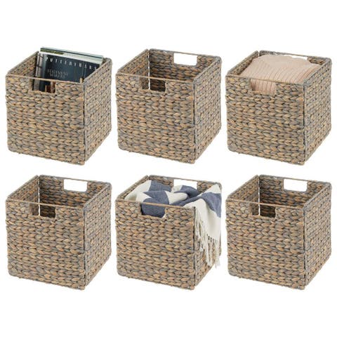 Hyacinth Woven Cube Bin Basket Organizer