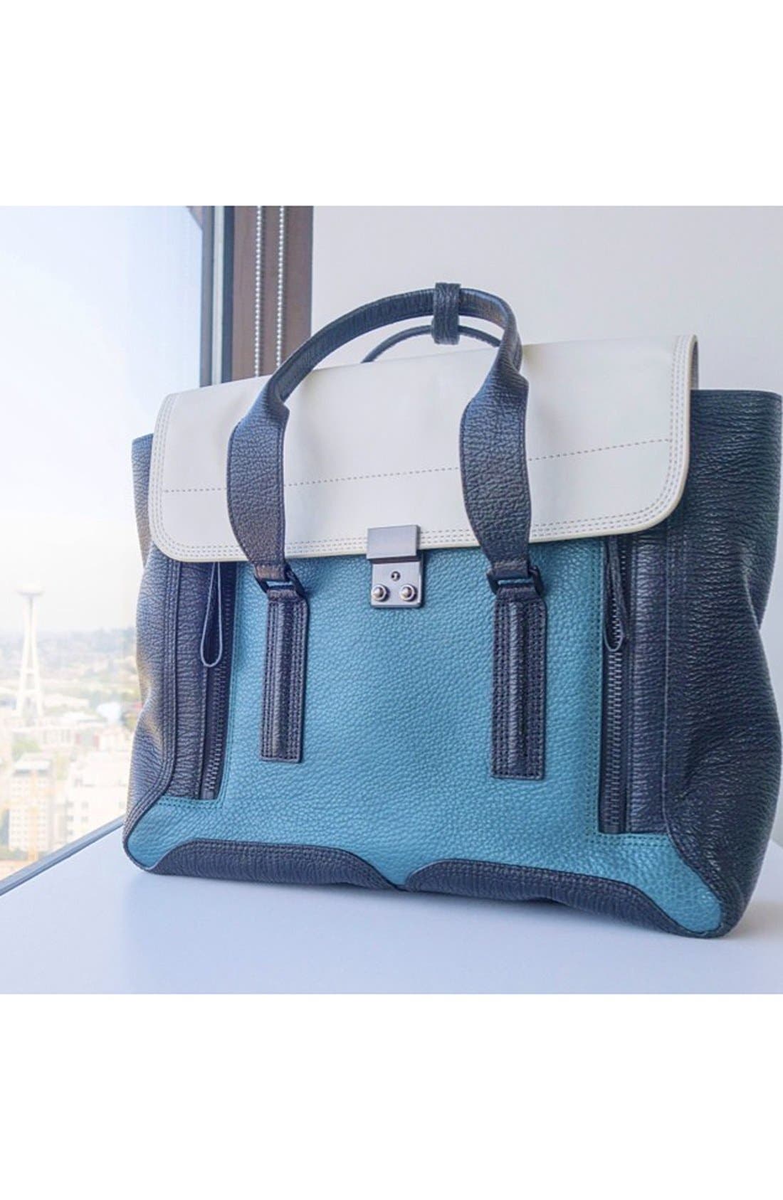 'Pashli' Colorblock Leather Crossbody Satchel (Nordstrom Exclusive), Alternate, color, DARK TEAL MULTI