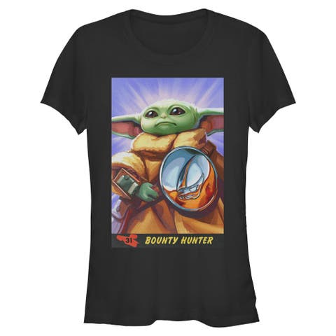 Junior's Star Wars The Mandalorian and Grogu The Child Bounty Hunter Comic Art  Graphic T-Shirt