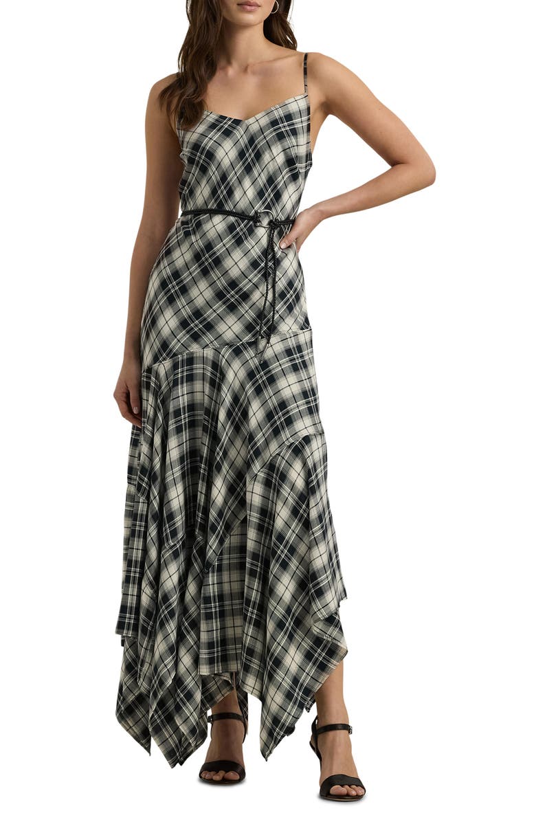 Lauren Ralph Lauren Plaid Belted Herringbone Dress, Main, color, 