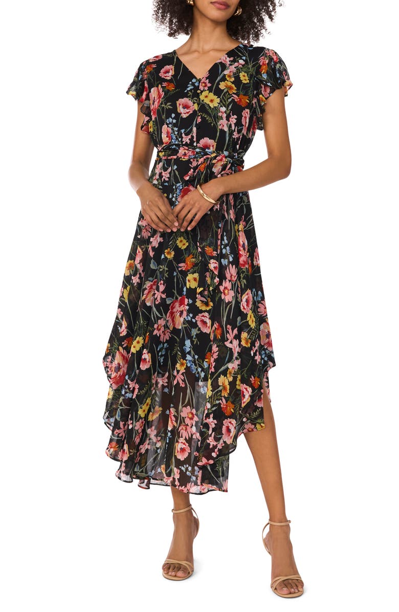 Vince Camuto Floral Print Chiffon Maxi Dress, Main, color, 