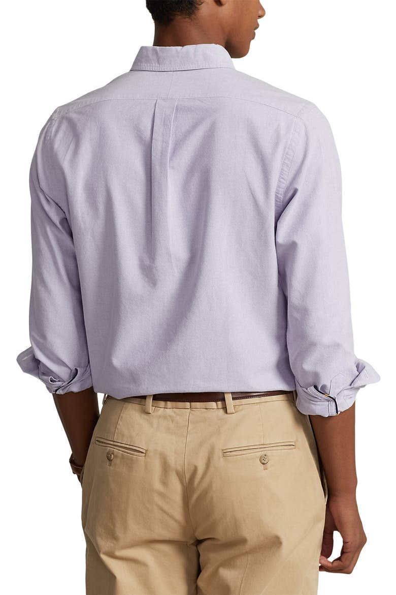 Contrast Trim Cotton Oxford Button–Down Shirt, Alternate, color, THISTLE
