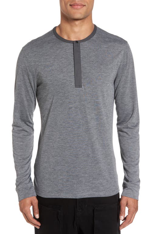 Calibrate Mixed Media Henley in Grey Sleet Heather 