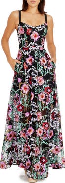 Dress the Population Nina Sequin Floral Fit & Flare Gown
