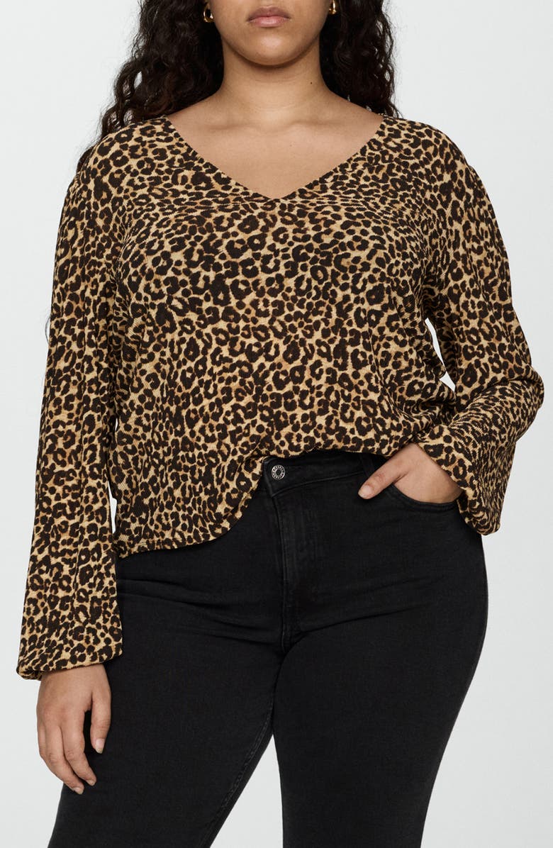 MANGO V-Neck Crepe Top, Alternate, color, 