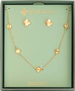 Panacea Clover Station Necklace & Stud Earrings Set