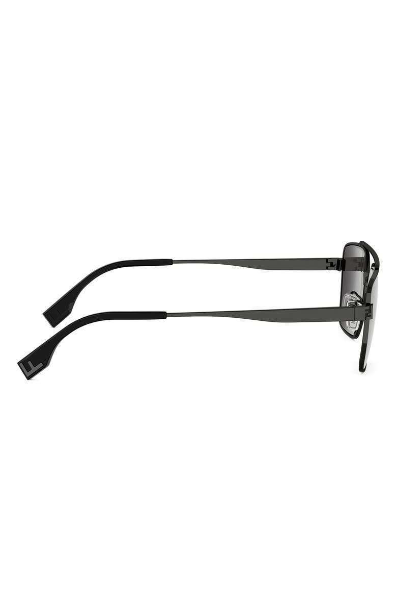 Fendi Sky 57mm Rectangular Sunglasses, Alternate, color, Shiny Dark Ruthenium / Smoke