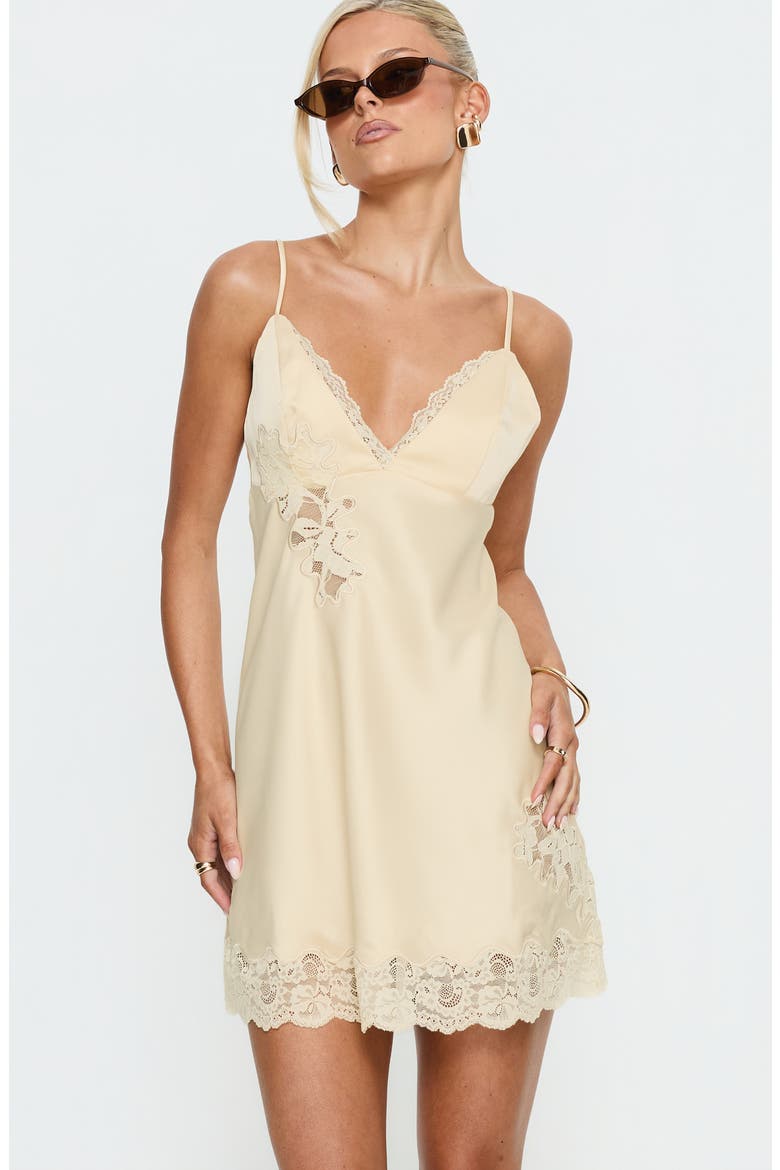 Aloura Spliced Lace Minidress, Alternate, color, BUTTER