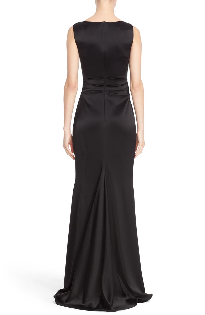 Talbot Runhof Drape V-Neck Matte Crepe Column Gown, Alternate, color,