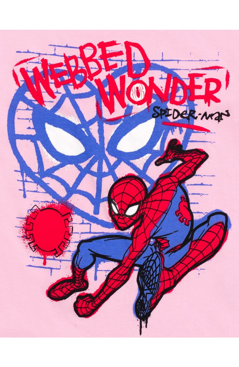 Marvel Spider-Man T-Shirt & French Terry Shorts Set, Alternate, color, Pink