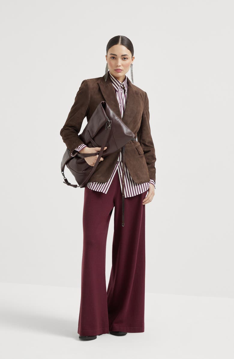 Brunello Cucinelli Suede blazer, Alternate, color, Rust Brown