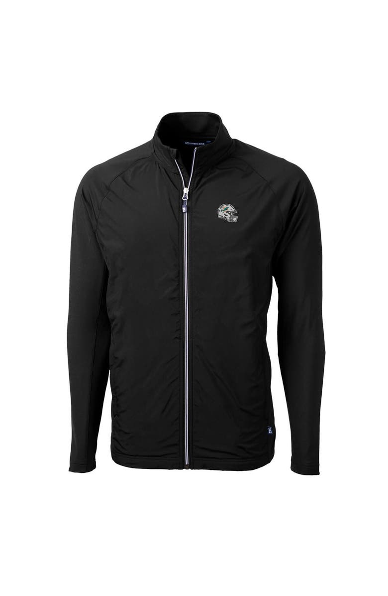 Cutter & Buck Men's Cutter & Buck  Black Miami Dolphins Helmet Adapt Eco Knit Hybrid Recycled Full-Zip Jacket, Alternate, color, 