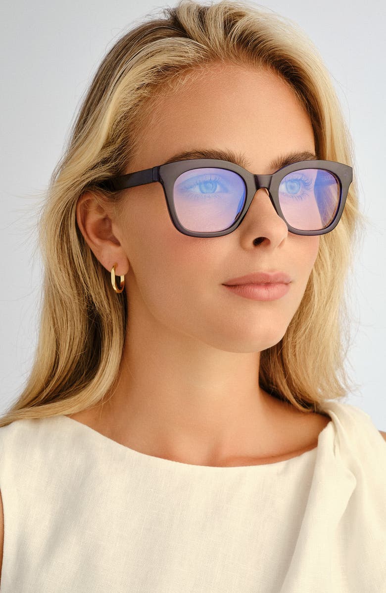 The Book Club The Beatrix 48mm Square Blue Light Blocking Reading Glasses, Alternate, color, Crystal Inkwell